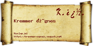 Kremmer Ágnes névjegykártya